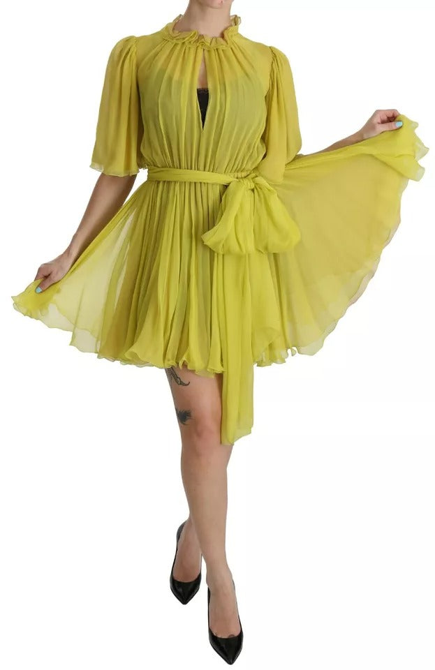 Dolce & Gabbana Yellow Shift A-line Silk Gown Dress Dolce & Gabbana