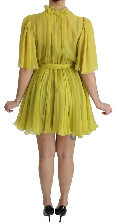 Dolce & Gabbana Yellow Shift A-line Silk Gown Dress Dolce & Gabbana