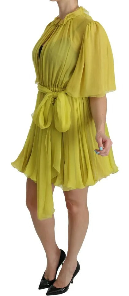 Dolce & Gabbana Yellow Shift A-line Silk Gown Dress Dolce & Gabbana