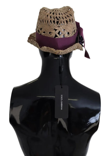 Dolce & Gabbana Brown Ribbon Floral Embellished Straw Hat Dolce & Gabbana