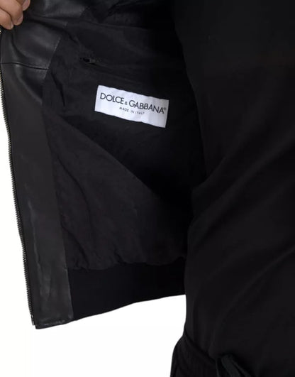 Dolce & Gabbana Black Bomber Leather Full Zip Biker Blouson Jacket Dolce & Gabbana