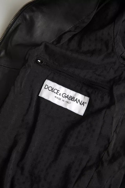 Dolce & Gabbana Black Bomber Leather Full Zip Biker Blouson Jacket Dolce & Gabbana