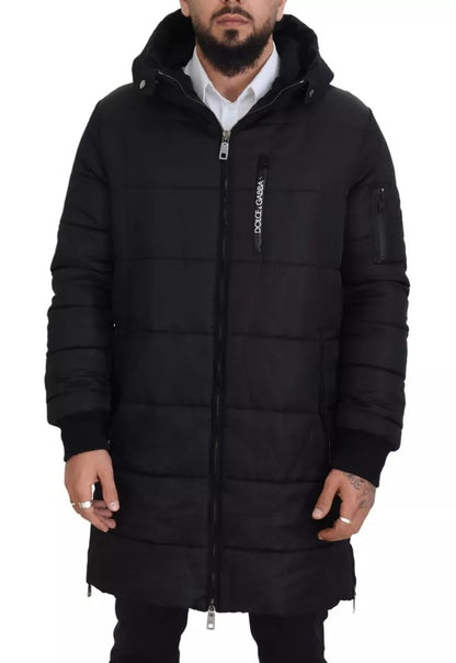 Dolce & Gabbana Black Nylon Hooded Parka Coat Winter Jacket Dolce & Gabbana