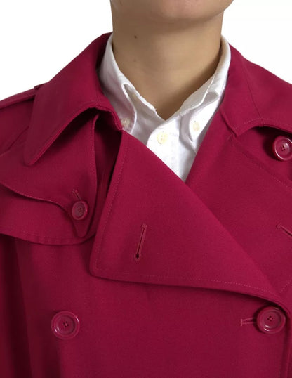 Dolce & Gabbana Dark Pink Double Breasted Trench Coat Jacket Dolce & Gabbana