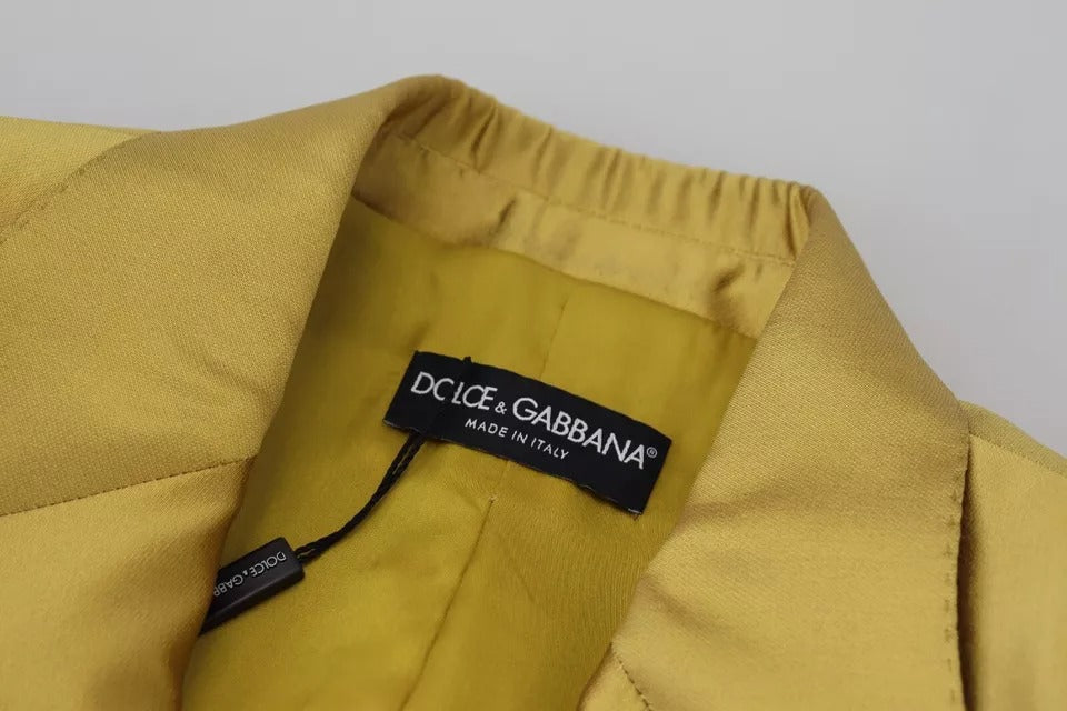 Dolce & Gabbana Gold Satin Long Sleeves Blazer Coat Jacket Dolce & Gabbana