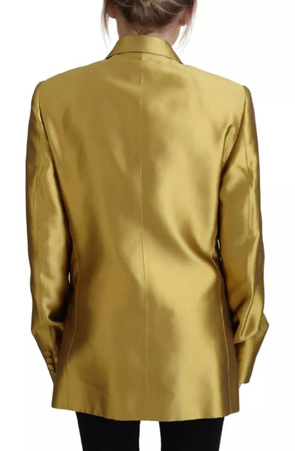 Dolce & Gabbana Gold Satin Long Sleeves Blazer Coat Jacket Dolce & Gabbana