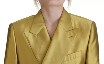 Dolce & Gabbana Gold Satin Long Sleeves Blazer Coat Jacket Dolce & Gabbana