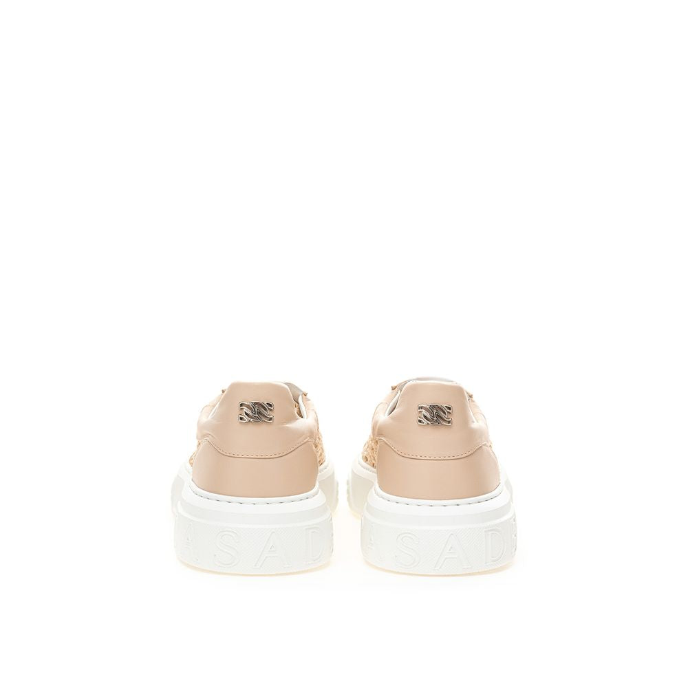 Casadei Chic Beige Leather Sneakers Casadei