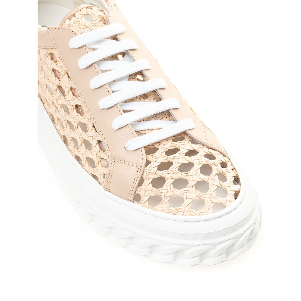 Casadei Chic Beige Leather Sneakers Casadei