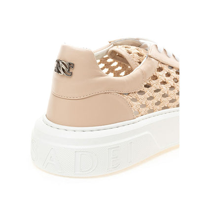 Casadei Chic Beige Leather Sneakers Casadei