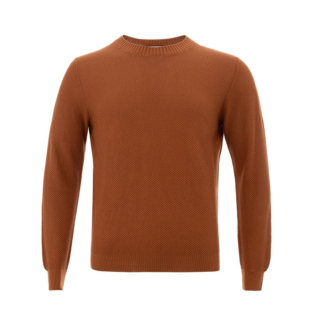 Gran Sasso Elegant Cotton Crewneck Sweater in Rich Brown Gran Sasso