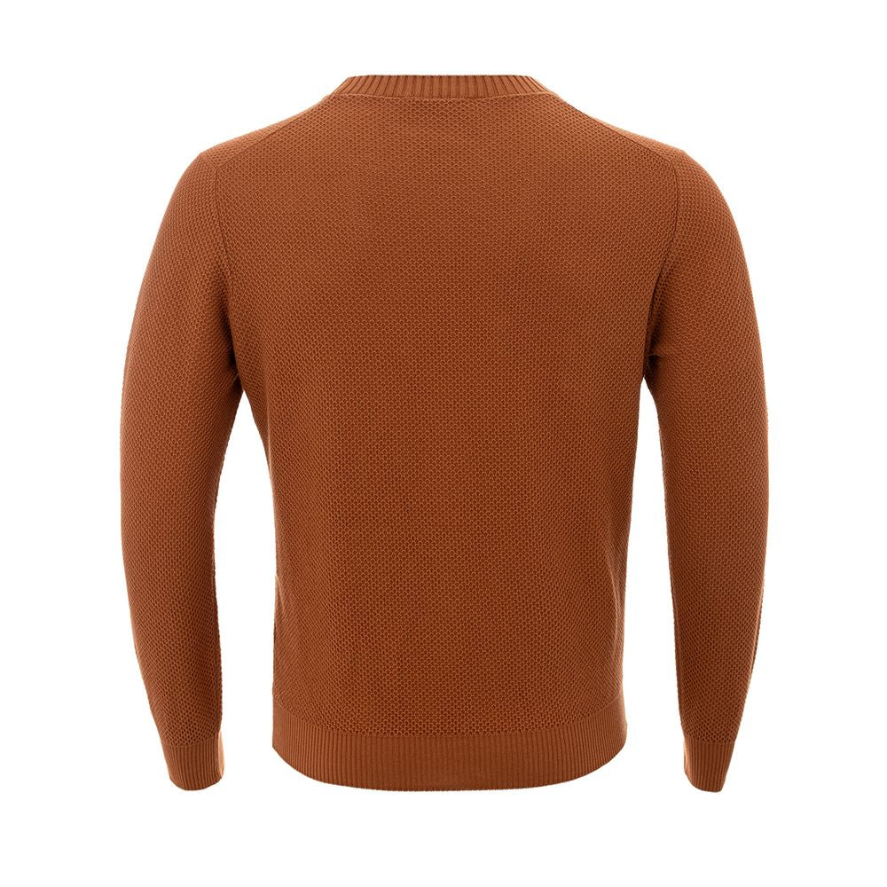 Gran Sasso Elegant Cotton Crewneck Sweater in Rich Brown Gran Sasso