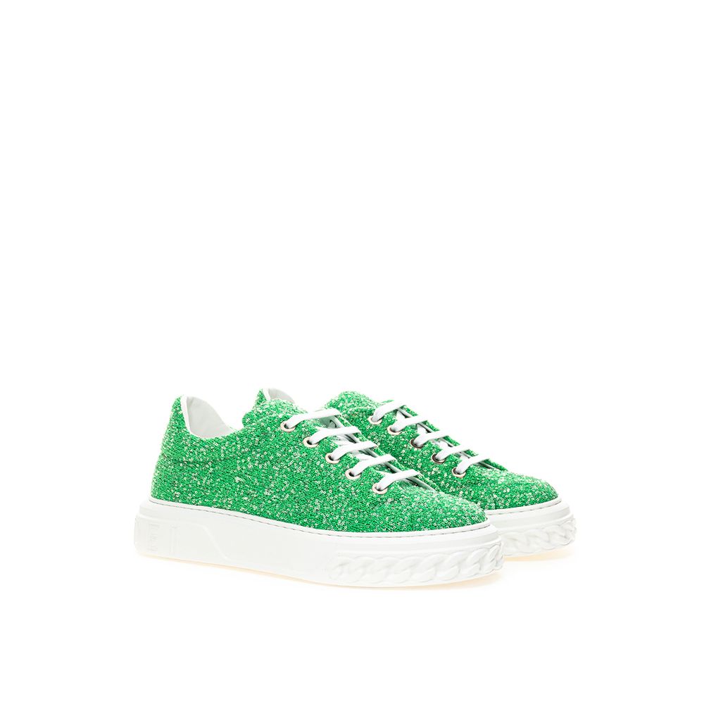 Casadei Emerald Elegance Leather Sneakers Casadei