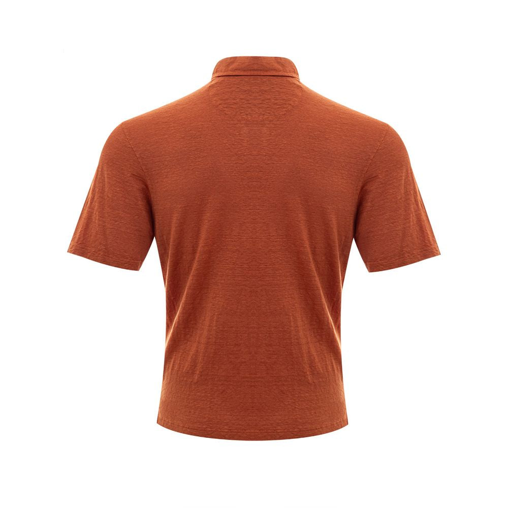 Gran Sasso Elegant Linen Polo Shirt in Sophisticated Brown Gran Sasso