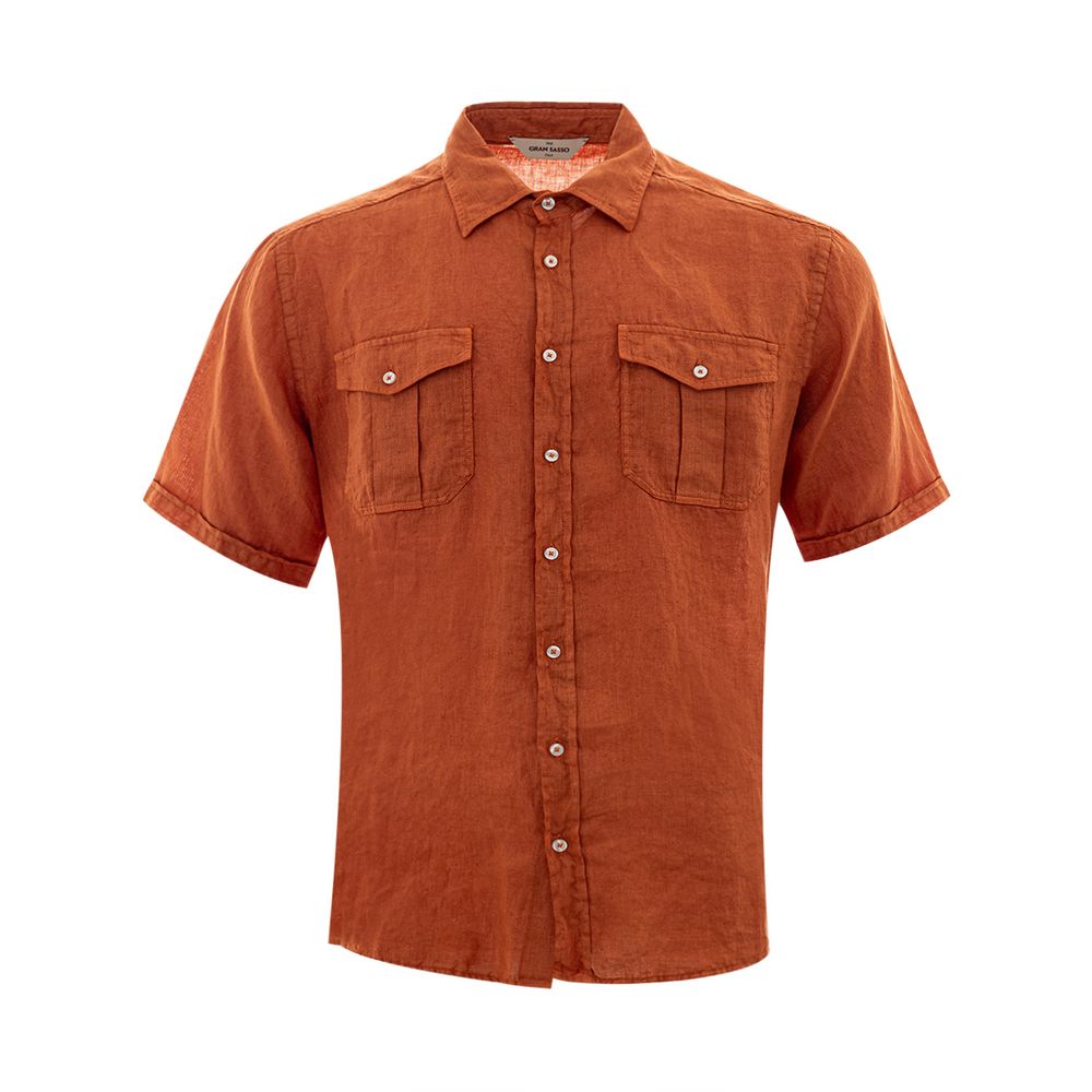 Gran Sasso Elegant Linen Brown Shirt for Men Gran Sasso