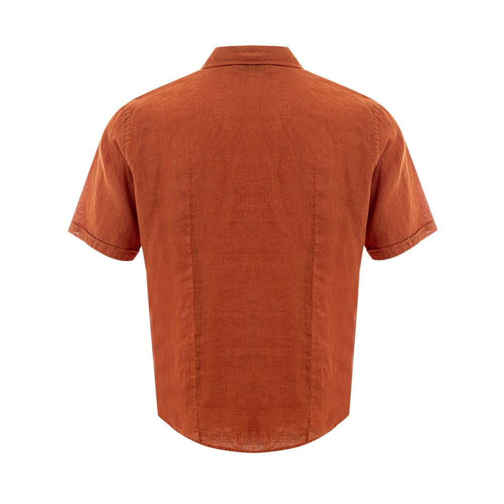 Gran Sasso Elegant Linen Brown Shirt for Men Gran Sasso