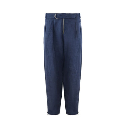 Emporio Armani Elegant Linen Blue Trousers for Men Emporio Armani