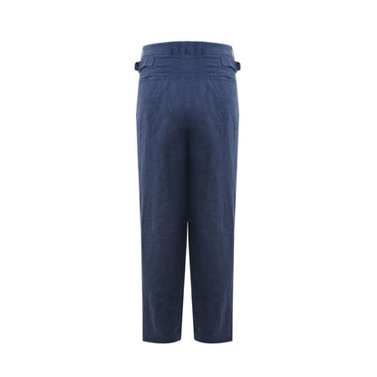 Emporio Armani Elegant Linen Blue Trousers for Men Emporio Armani