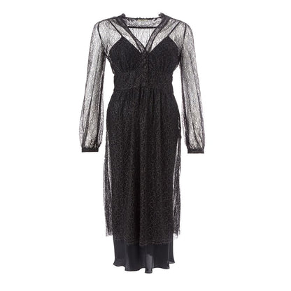 Lardini Elegant Black Nylon Dress Lardini