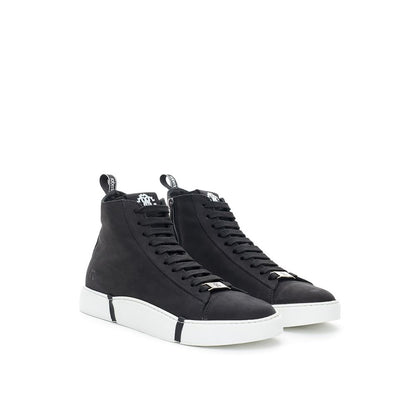 Roberto Cavalli Elegant Suede Sneakers in Chic Black Roberto Cavalli