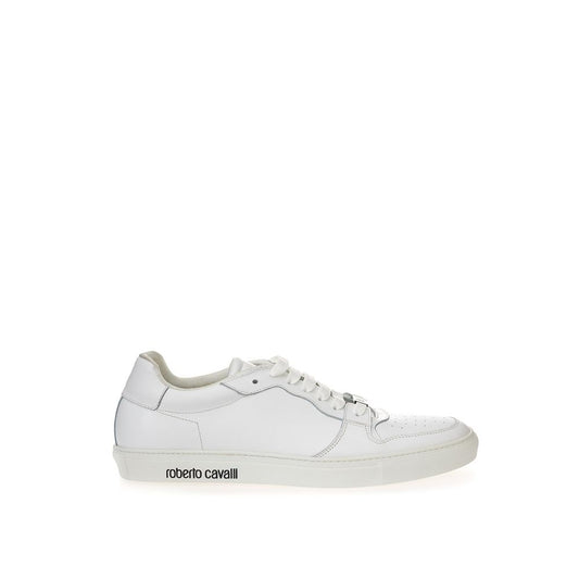 Roberto Cavalli White Leather Sneakers Luxe Footwear Roberto Cavalli