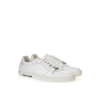 Roberto Cavalli White Leather Sneakers Luxe Footwear Roberto Cavalli