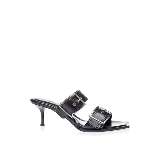 Alexander McQueen Elevate Your Steps in Timeless Black Leather Sandals Alexander McQueen