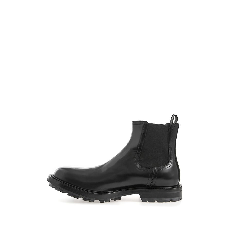 Alexander McQueen Sleek Black Leather Boots for Men Alexander McQueen