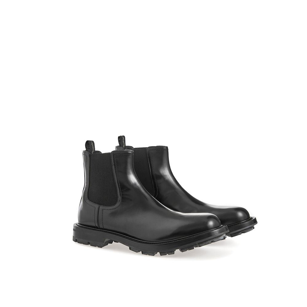 Alexander McQueen Sleek Black Leather Boots for Men Alexander McQueen