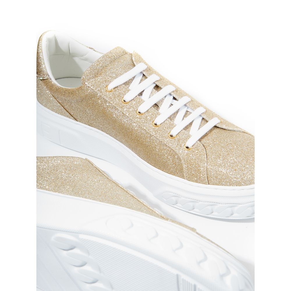 Casadei Elegant Gold Leather Sneakers Casadei