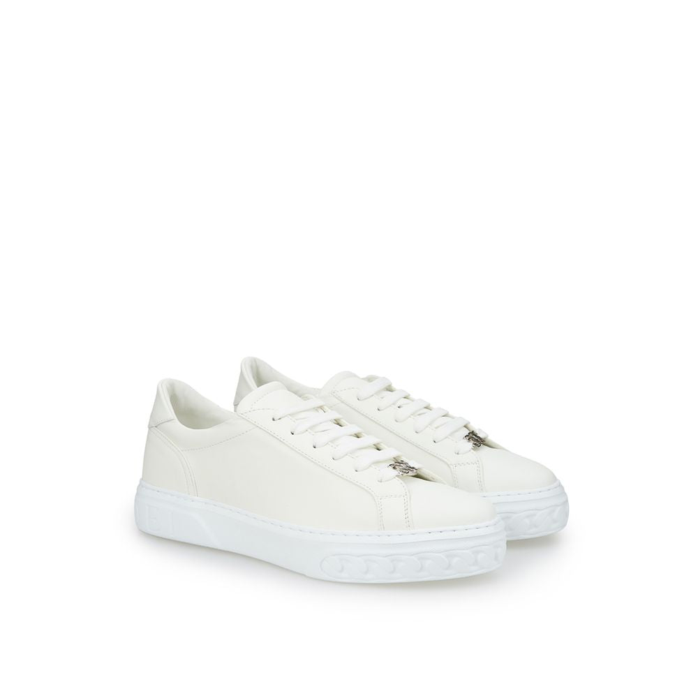 Casadei Sleek White Leather Sneakers Casadei