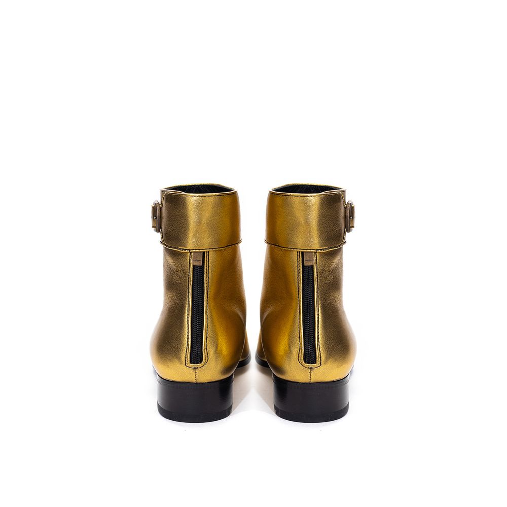 Saint Laurent Gold Leather Boot Saint Laurent