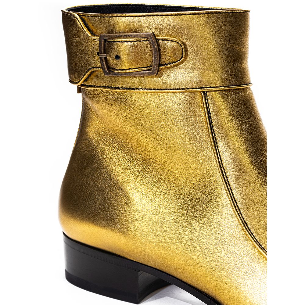 Saint Laurent Gold Leather Boot Saint Laurent