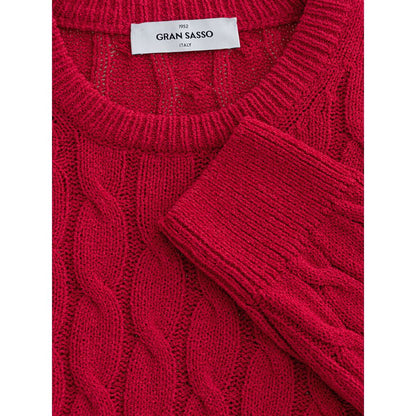 Gran Sasso Elegant Crimson Cotton Classic Sweater Gran Sasso