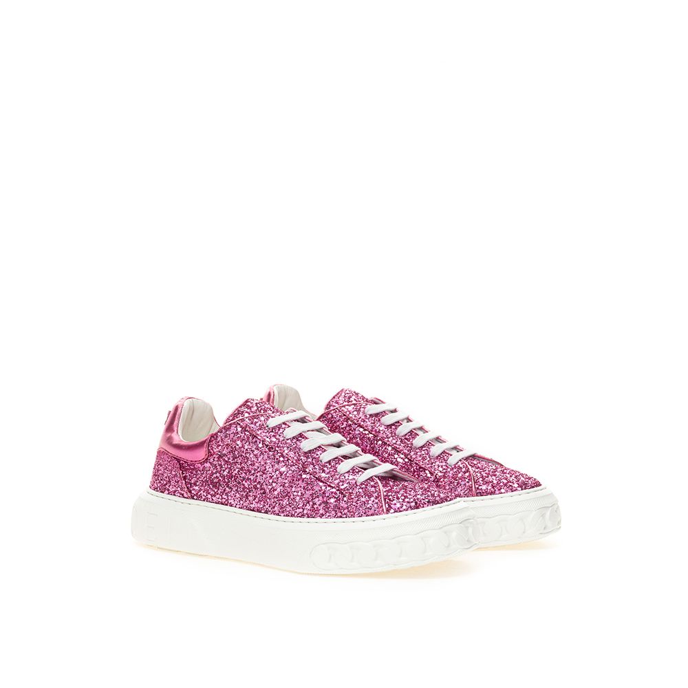 Casadei Fuchsia Elegance Leather Sneakers Casadei