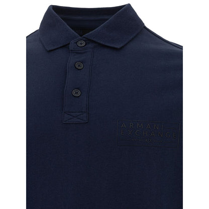 Armani Exchange Sleek Blue Cotton Polo Shirt for Men Armani Exchange