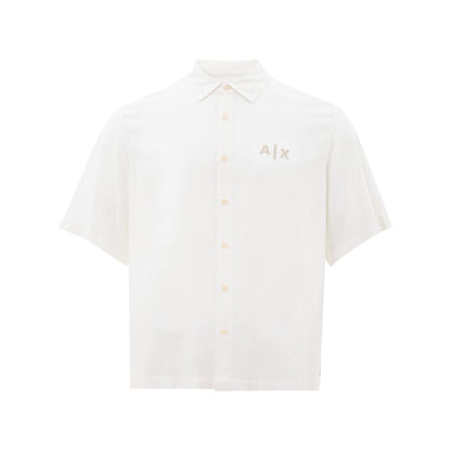 Armani Exchange Elegant White Viscose Shirt for Men Armani Exchange