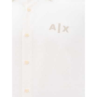 Armani Exchange Elegant White Viscose Shirt for Men Armani Exchange