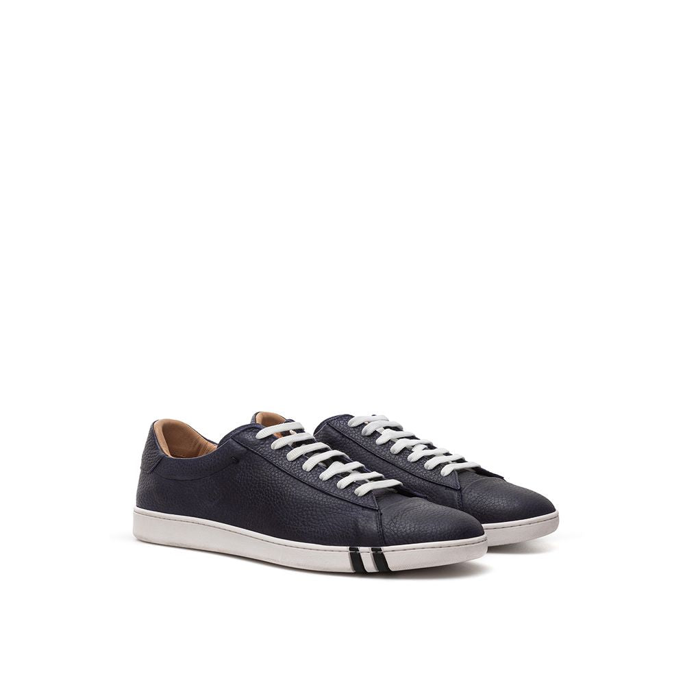 Bally Elegant Blue Leather Sneakers For Men Bally