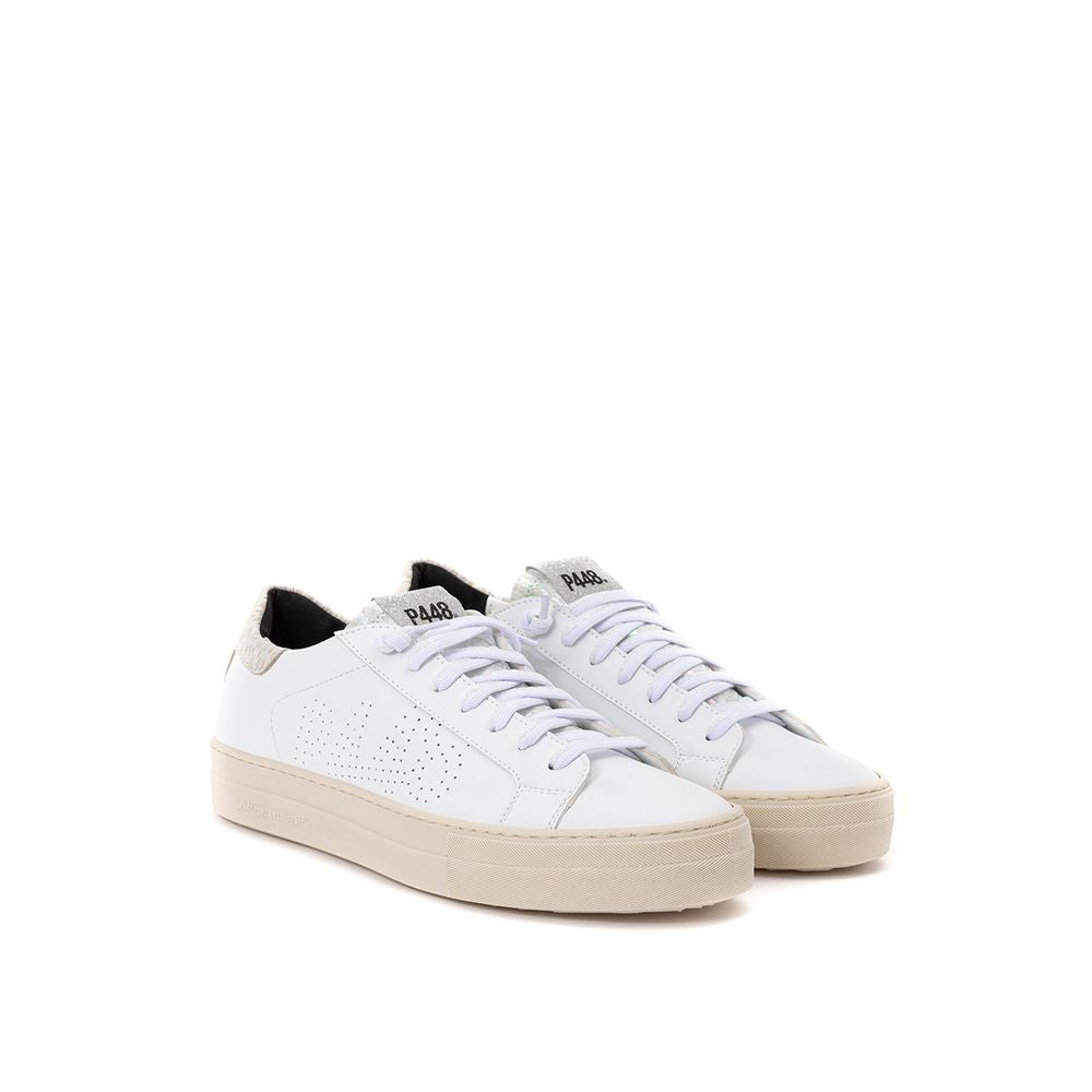 P448 White Leather Sneakers Elegant Casual Footwear P448