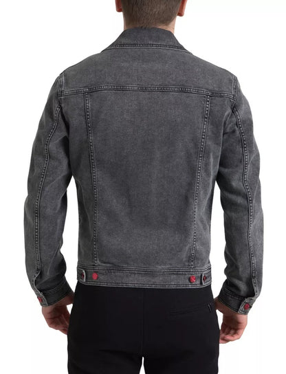 Dolce & Gabbana Gray Washed Cotton Stretch Denim Men Jacket Dolce & Gabbana