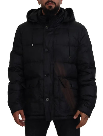 Dolce & Gabbana Black Polyester Hooded Parka Coat Winter Jacket Dolce & Gabbana