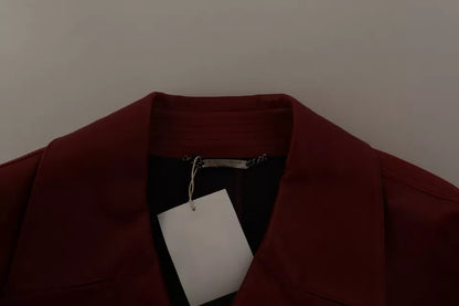 Dolce & Gabbana Red Double Breasted Leather Coat Jacket Dolce & Gabbana