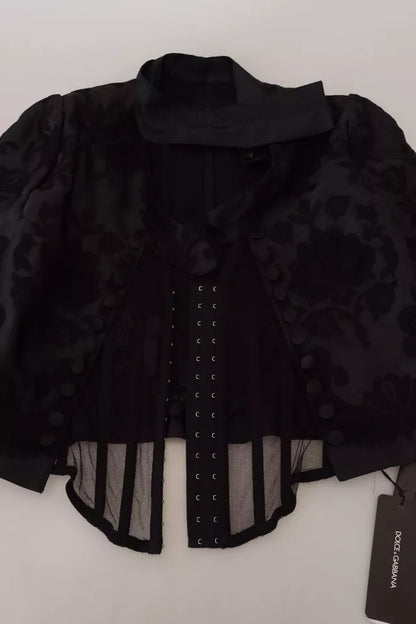 Dolce & Gabbana Black Lace Sheer Corset Organza Silk Jacket Dolce & Gabbana