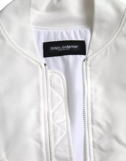 Dolce & Gabbana White Bomber Long Sleeves Full Zip Jacket Dolce & Gabbana