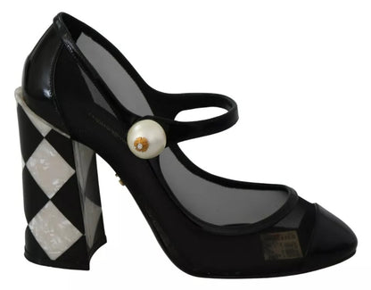 Dolce & Gabbana Black Embellished Harlequin Mary Janes Pumps Shoes Dolce & Gabbana