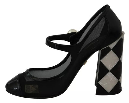 Dolce & Gabbana Black Embellished Harlequin Mary Janes Pumps Shoes Dolce & Gabbana