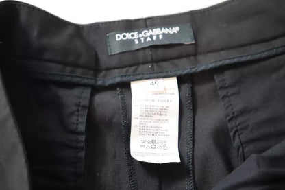 Dolce & Gabbana Black High Waist Tapered Trouser Pants Dolce & Gabbana