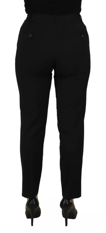 Dolce & Gabbana Black High Waist Tapered Trouser Pants Dolce & Gabbana