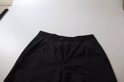 Dolce & Gabbana Black High Waist Tapered Trouser Pants Dolce & Gabbana